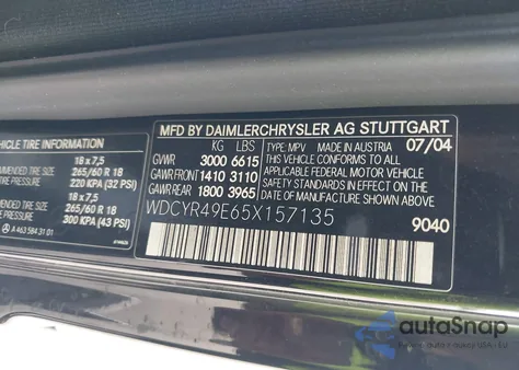 2005 Mercedes-Benz G 500 4Matic from USA, damaged, VIN WDCYR49E65X157135